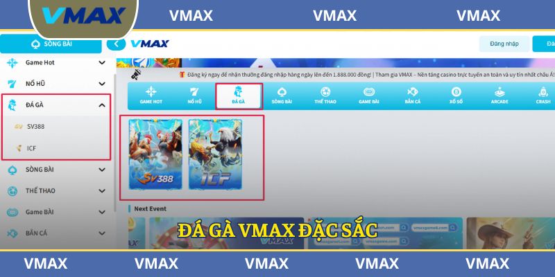 Đá gà VMAX đặc sắc 