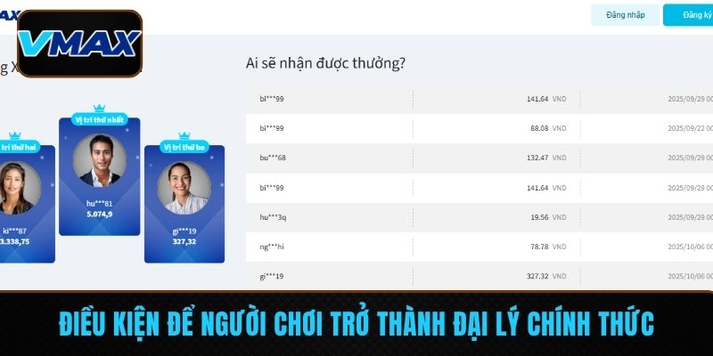 Điều kiện để người chơi trở thành đại lý chính thức